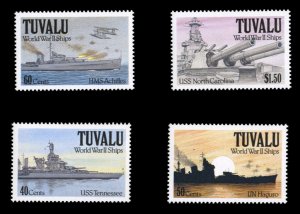 Tuvalu #578-581 Cat$18.75, 1991 World War II ships, set of four, never hinged