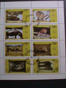 OMAN-1973 WORLD FAMOUS WILD ANIMALS  CTO SHEET- VF WITH FIRST DAY CANCEL