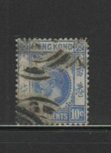 HONG KONG #137  1921  10c  KING GEORGE V    USED F-VF  b