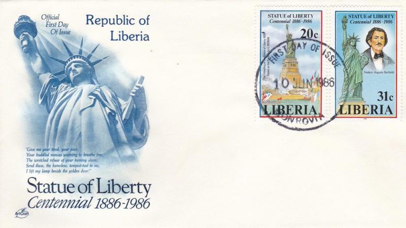 Statue of Liberty Centennial, Liberia # 1-46-1047, 1st Day