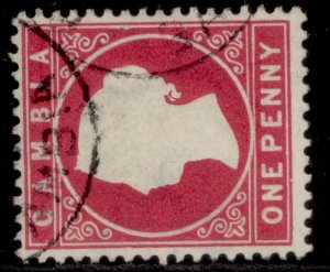 GAMBIA QV SG23a, 1d aniline crimson, FINE USED. Cat £14.