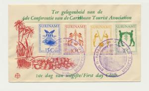 SURINAME 1955 CARIBBEAN TOURIST FIRST DAY COVER, NICE CACHET (SEE BELOW)