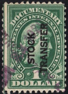 RD12 $1.00 Stock Transfer Stamp (1918) Used