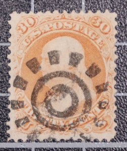 Scott 71 30 Cents Franklin Used Cog Wheel Fancy Cancel Nice Stamp SCV $250.00