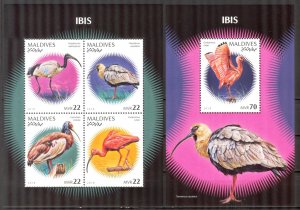 Maldive Islands 2018 Birds Ibis Sheet + S/S MNH