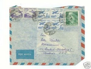 1958 Chile airmail cover to East Germany DDR Scarce Use