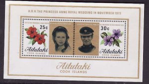 Aitutaki-Sc#78a- id10-unused NH sheet-Royal Wedding-Princess Anne-1973-