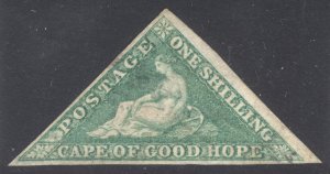 Cape of Good Hope 1863 1s Emerald Green DLR Scott 15 SG 21 VFU Cat $550