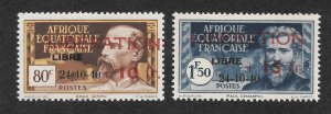 French Equatorial Africa Scott B12-B13 Unused LHOG-1944 #129 and #132 Surcharges