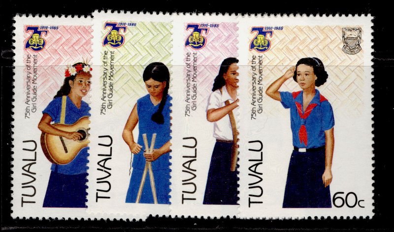 TUVALU QEII SG343-346, 1985 girl guide movement set, NH MINT. 