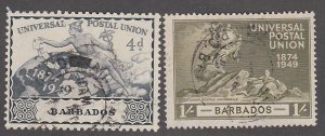 Barbados # 214-215, UPU 75th Anniversary, High Values, Used, 1/3 Cat.