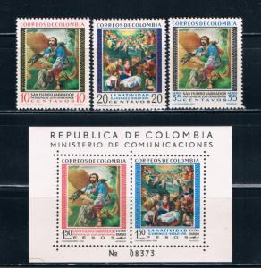 Colombia 722-23;C87-88 MNH set and SS Religious (C0132)