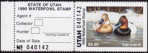 1990 Utah State Duck Stamp Mint Never Hinged SCV $8.00