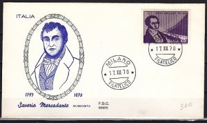 Italy, Scott cat. 1033. Composer S. Mercadante issue. First day cover.