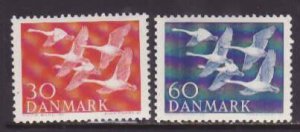 Denmark-Sc#361-2-unused NH set-Birds-Whooper Swans-1956-