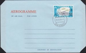 NEW HEBRIDES FRENCH 1970 35 on 20c on aerogramme - first day pmk SANTO.....B2881