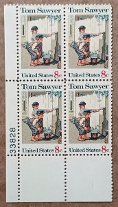 United States #1470 8c Tom Sawyer MNH block of 4 plate #33828 (1972)