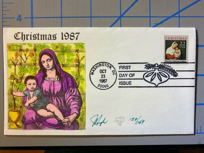 #2367 22c Christmas Hand Painted Pugh cachet First Day cover