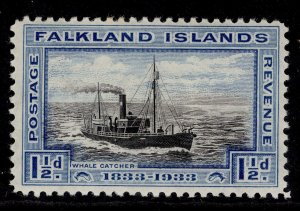 FALKLAND ISLANDS GV SG129, 1½d black & blue, NH MINT. Cat