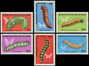 Congo 1971 Sc 251-256 caterpillars $20