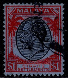 MALAYSIA - Straits Settlements GV SG272, $1 black & red/blue, FINE USED.