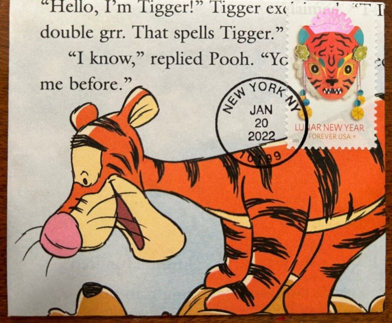 LUNAR CHINESE NEW YEAR TIGER 2022 FDC Hand Crafted Storybook Winnie Pooh Tigger