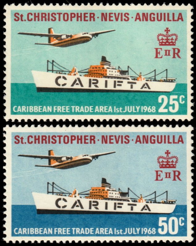 ✔️ SAINT KITTS & NEVIS 1968 - BOATS SHIPS AVIATION - SC.  188/189 MNH ** [5CW7]