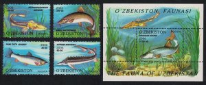 Uzbekistan Fish 4v+MS 2006 MNH SG#MS523 MI#Block 41-42