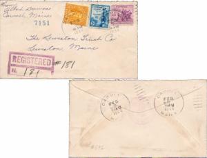 United States Maine Carmel 1934 duplex  3c NRA, 5c Kosciuszko and 10c Monroe ...