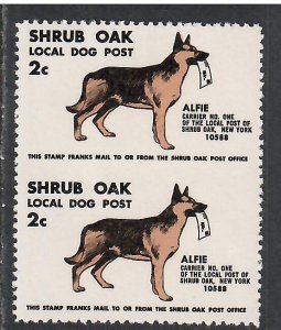 Shrub Oak Local Dog Post 2 cent Imperf Pair ,  F-VF OG NH - I Combine S/H