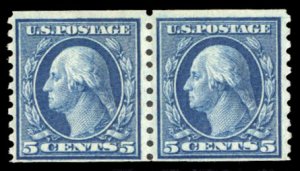 United States, 1910-30 #458 Cat$67.50, 1916 5c blue, horizontal pair, hinge r...