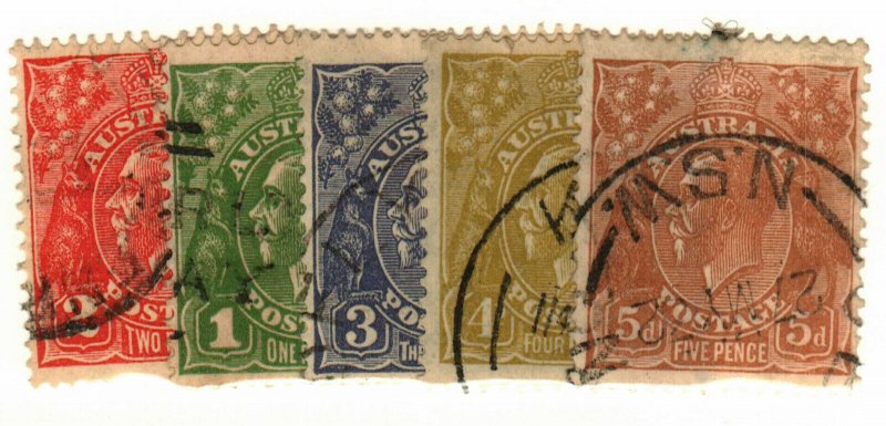 Australia #114, 116-8, 120 used