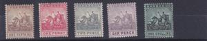 BARBADOS  1909  S G  163 - 169  SET OF 5   MH   CAT £90         