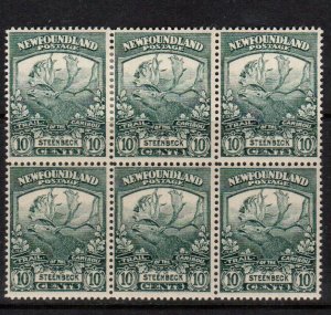 Newfoundland #122 Very fine Mint Block Of Six With Four Never Hinged Stamps