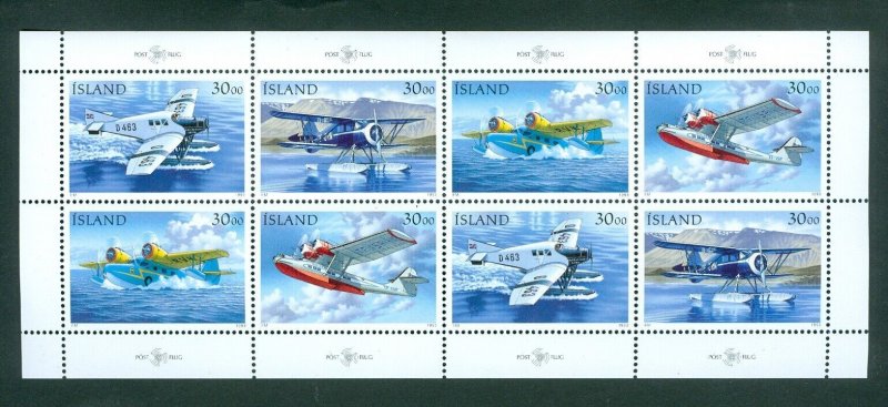 Iceland. 1993 Booklet. Mnh. Mail Airplanes Transport. 8 x 30 Kr Sc#776 B 