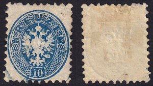 Austria - 1864 - Scott #25 - used - Coat of Arms - blue cancellation