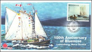 CA21-039, 2021,Bluenose, First Day of Issue, Pictorial Postmark, 100th Anniversa
