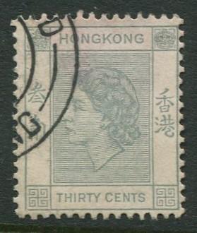 Hong Kong -Scott 190 - QEII Definitive -1954 - Used - Single 30c Stamp