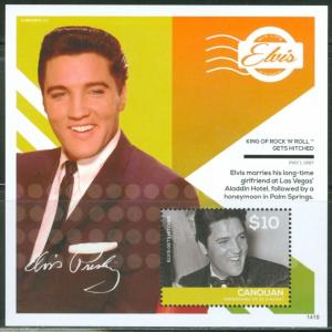 CANOUAN 2014 ELVIS PRESLEY GETS HITCHED  SOUVENIR SHEET MINT NH 