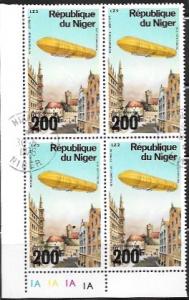 Niger  used Zeppelin Plate Block 200F  #C276