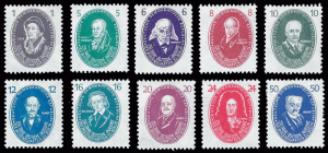 Germany, DDR 1950 Sc 58-67 MLH VF Famous Germans