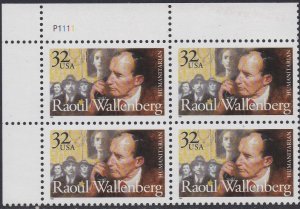 3135 Raoul Wallenberg Plate Block MNH