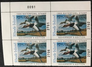 US MNH Rhode Island #1a Plate # Block Of 4 Rhode Island Duck Canvasbacks L37