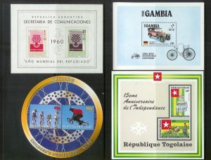 WORLDWIDE (190) Souvenir Sheets & Mini-Sheets ALL Mint Never Hinged