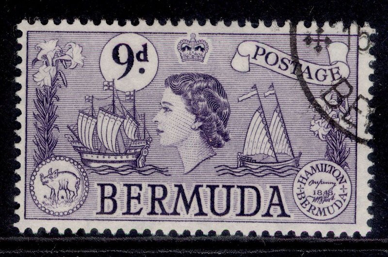 BERMUDA QEII SG143b, 9d violet, FINE USED.