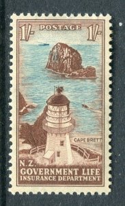 NEW ZEALAND; 1947-65 early Life Insurance Lighthouse issue Mint hinged 1s.