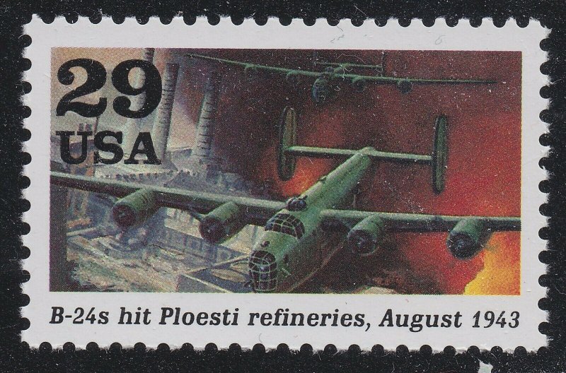 US 2765d 1943 Turning the Tide B-24s hit Ploesti refineries 29c single MNH 1993 