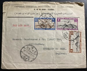 1938 Cairo Egypt Imperial Chemical Industries Cover To Billingham England