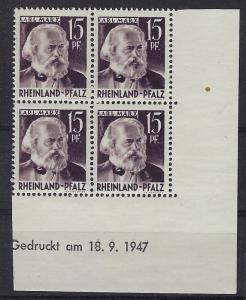Germany - under French occupation Scott # 6N5; mint nh, b/4, var print date