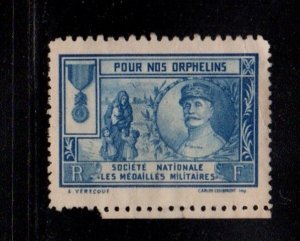 French Charity Stamp - For our Orphans, National Society of Military Medals